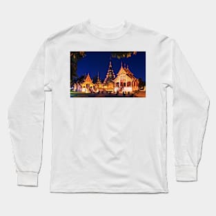 Wat Phra Singh at dusk, Chiang Mai, Thailand Long Sleeve T-Shirt